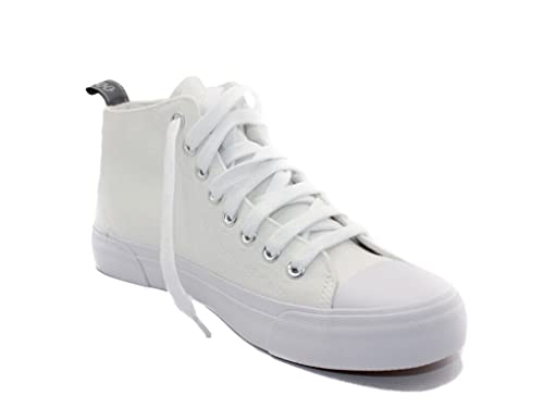 Men's High Top Canvas Trainers Sport Comfy Shoes Size White 10