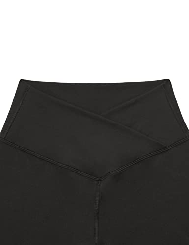 CRZ YOGA Womens Butterluxe Crossover Cycling Shorts 5 Inches - V Cross Gym Shorts High Waisted Tummy Control Workout Yoga Shorts Black 10