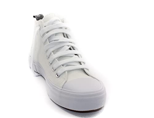 Men's High Top Canvas Trainers Sport Comfy Shoes Size White 10