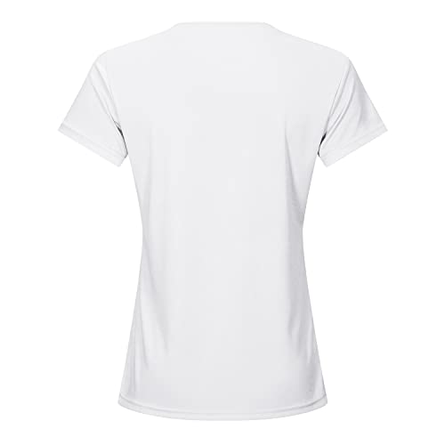 KEFITEVD Women's Workout T Shirt Quick Dry Activewear Short Sleeve Gym Yoga Tops Lightweight Sport Shirt,White,S