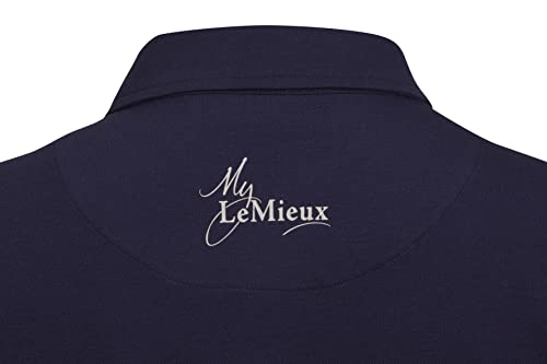 LeMieux Women's Short Sleeve Polo Shirt - Soft Flattering Slim Fit Button Up - Casual Breathable Quick Dry Ladies Activewear Horse Riding Top (Small - UK8/US4, Navy)