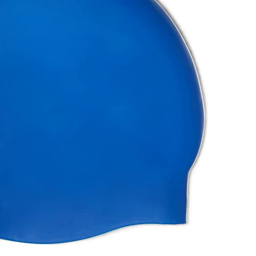 Amazon Basics Unisex Wrinkle-Free Silicone Swim Caps, Blue, 1 Pack