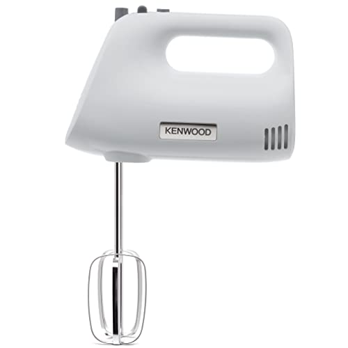 Kenwood Hand Mixer,Electric Whisk, 5 Speeds, Stainless Steel Kneaders and Beaters for Durability and Strength, 450 W, HMP30.A0SI, White