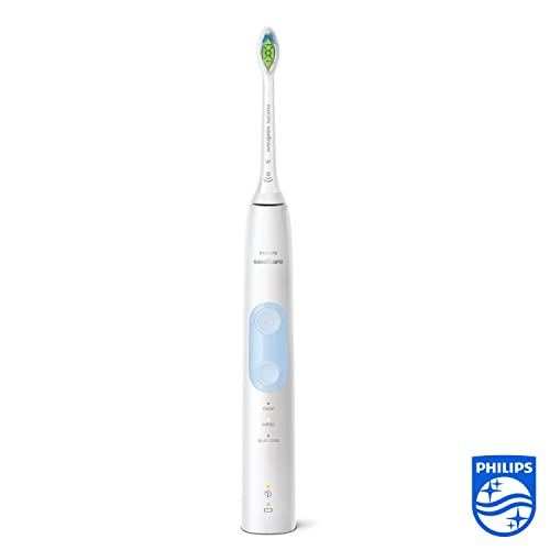 Philips Sonicare ProtectiveClean 5100 Electric Toothbrush, White/Light Blue, with Travel Case, 3 x Cleaning Modes & 2 x Whitening Brush Head (UK 2-pin Bathroom Plug) HX6859/29