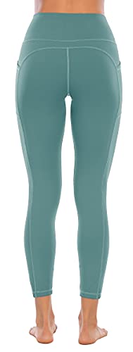 OVRUNS Yoga Pants High Waisted Gym Legging for Women Running Workout Compression Sport Butt Lifting Yoga Ladies Leggings with Pockets - Tidewater Teal - M