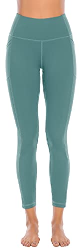 OVRUNS Yoga Pants High Waisted Gym Legging for Women Running Workout Compression Sport Butt Lifting Yoga Ladies Leggings with Pockets - Tidewater Teal - M