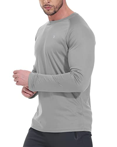 donhobo Men's Golf Running Tops T-Shirt,Men's Activewear Tops,UV Protection Lightweight Long Sleeve Quick Dry Hiking Shirts Grey XL