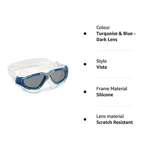 Aquasphere Vista Swimming Mask/Goggles Turquoise & Blue - Dark Lens