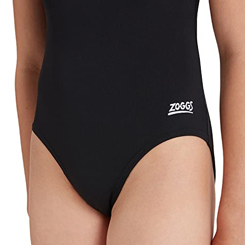 Zoggs Girls' Cottesloe Sportsback One Piece Swimsuit, Black/Eco Fabric, 14 years