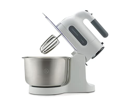 Kenwood Chefette HM680 Hand Mixer with Stainless steel Bowl, 5 speeds and pulse function,Stainless steel beaters and kneaders, 350W- White