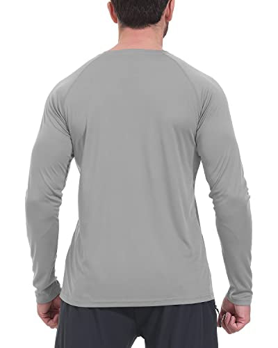 donhobo Men's Golf Running Tops T-Shirt,Men's Activewear Tops,UV Protection Lightweight Long Sleeve Quick Dry Hiking Shirts Grey XL