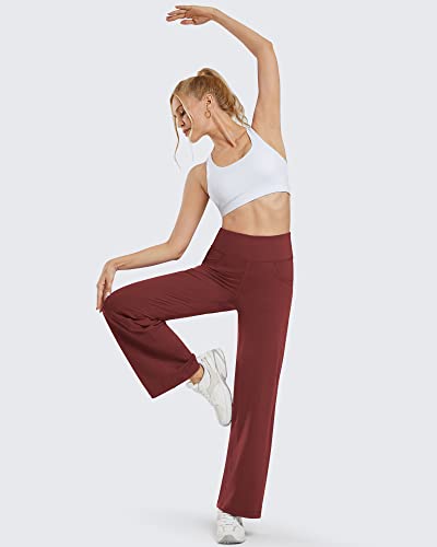 Promover Women's Activewear Trousers Straight Wide Leg with Pockets Yoga Pants Stretch Work Tracksuit Bottoms Gym Running Joggers Fall Winter Causal Pants Tummy Control Lounge Pants