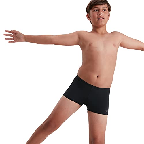 Speedo Boy's ECO Endurance+ Aquashort, Comfortable Fit, Adjustable Design, Extra Flexibility, Black, 11-12 Years