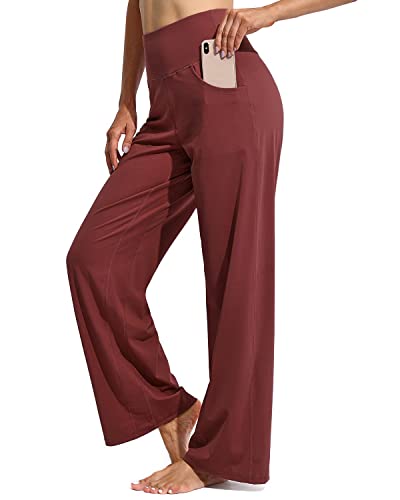 Promover Women's Activewear Trousers Straight Wide Leg with Pockets Yoga Pants Stretch Work Tracksuit Bottoms Gym Running Joggers Fall Winter Causal Pants Tummy Control Lounge Pants