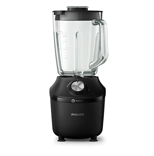 Philips Domestic Appliances blender 3000 series, pro blend system, 2l maximum capacity, 1.25l effective capacity, 600 w, 2 speed settings and pulse, glass jar, black, HR2291/01