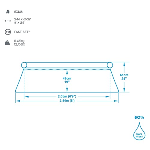 Bestway Fast Set Pool, Above Ground Swimming Pool for Kids and Adults, Outdoor Family Garden Pool, Inflatable Pool, 8ft