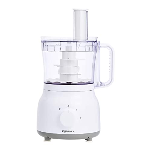 Amazon Basics Multi-Function Food Processor & Juice / Smoothie Blender, 600W with 2.4L Mixing Bowl & 1.25L Blender Jug, White