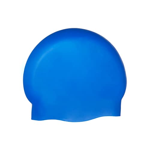 Amazon Basics Unisex Wrinkle-Free Silicone Swim Caps, Blue, 1 Pack