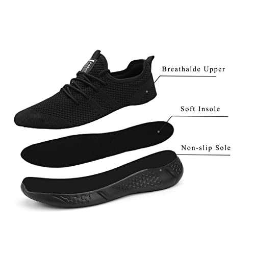 BUBUDENG Women's Trainers Casual Sneakers Walking Gym Sport Running Shoes Lightweight Tennis Shoes Black, 7 UK(Label Size:41)