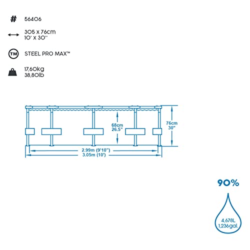 Bestway Swimming Pool Steel Pro MAX 56406 - FrameLink System - Easy to assemble - 305 x 76 cm