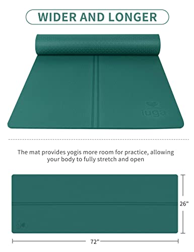 IUGA Eco Friendly Yoga Mat with Alignment Stripes, Free Adjustable Carry Strap, 100% TPE Material - Non Slip, Cushioning and Light-Weight Size 183 X 65 CM (Green)