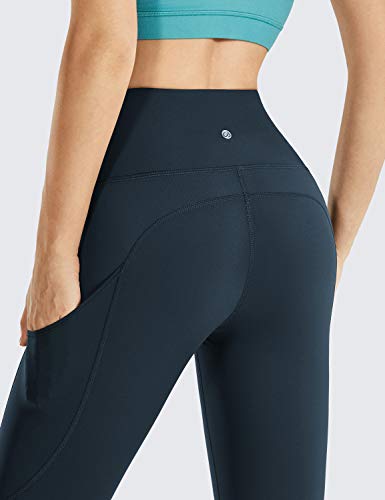 CRZ YOGA Women's Naked Feeling Yoga Pants with Pockets High Waist Gym Workout Running Leggings - 25 Inches True Navy - R427 10