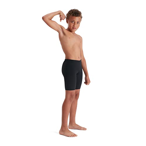 Speedo Boy's ECO Endurance+ Jammer, Comfortable Fit, Adjustable Design, Extra Flexibility, Quick Drying, Black, 9-10 Years