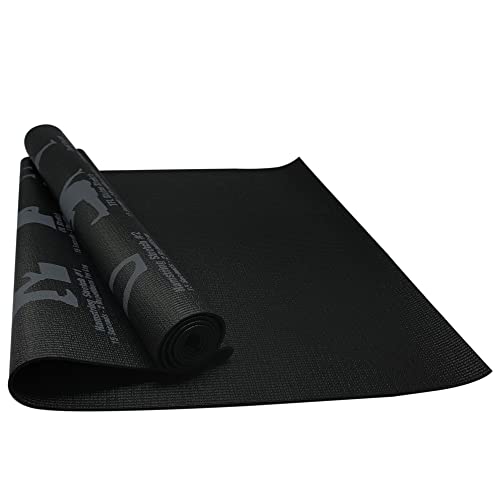 Non Slip Yoga Mat Gym Fitness Exercise Eco Friendly Foam Anti Slip Pilates Physio Mats for Home Gym Fitness Gymnastics Stretching Workout (1 x Black with Images - 6mm Yoga Mat with Carry Case)