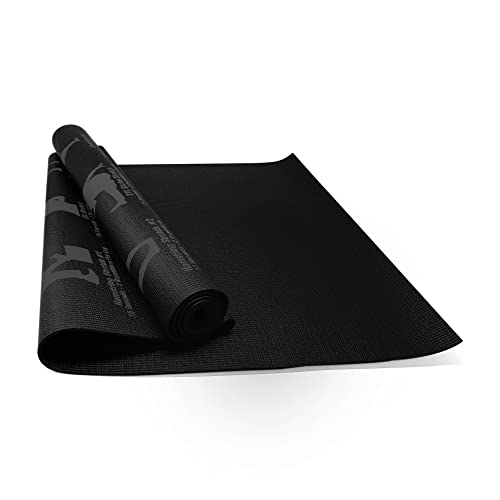 Non Slip Yoga Mat Gym Fitness Exercise Eco Friendly Foam Anti Slip Pilates Physio Mats for Home Gym Fitness Gymnastics Stretching Workout (1 x Black with Images - 6mm Yoga Mat with Carry Case)