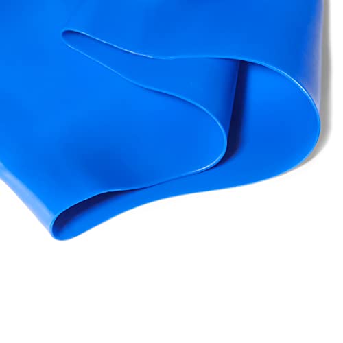 Amazon Basics Unisex Wrinkle-Free Silicone Swim Caps, Blue, 1 Pack