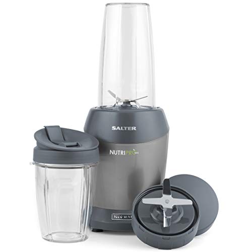 Salter EK2002V4SILVER NutriPro 1000 Blender Smoothie Maker Set, With Portable To Go Travel 800ml/1L Bottles and Lids, Healthy Juice Food Mixer Machine, Fruit/Vegetables/Soup/Milkshakes/Sauce, 1000W