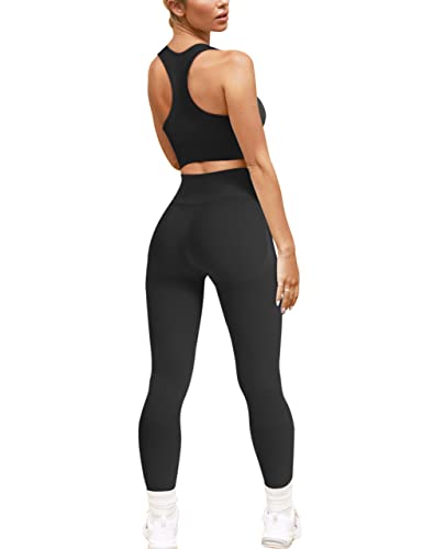 VALANDY Workout Sets for Women Activewear 2 Piece High Waist Seamless Leggings Sports Bra Sportsuit for Gym Training Jogging Outfits