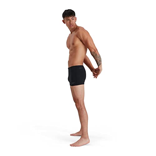 Speedo Men's ECO Endurance+ Aquashort, Comfortable, Classic Fit, 100% Chlorine Resistant, Quick Drying, Black, 32