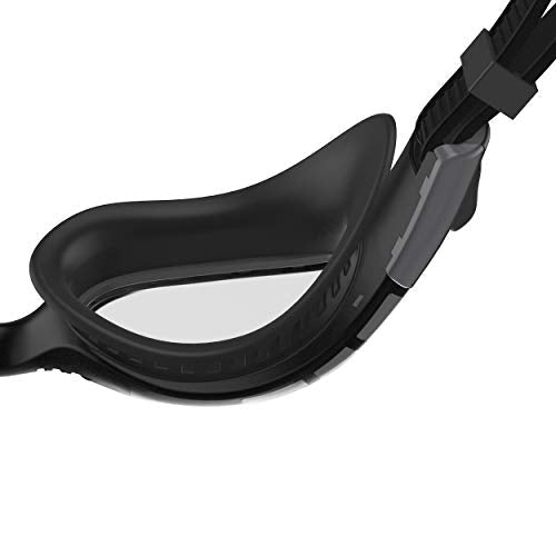 Speedo Adult Unisex Futura Biofuse Flexiseal Swimming Goggles, Extra Comfort, Cushioned Fit, Black and Smoke, One Size