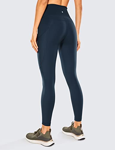 CRZ YOGA Women's Naked Feeling Yoga Pants with Pockets High Waist Gym Workout Running Leggings - 25 Inches True Navy - R427 10