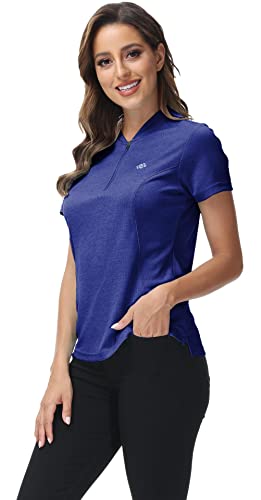 AjezMax Women's Sports T-Shirt Gym Running Yoga Top Short Sleeve Workout Training Shirts Activewear Clothes Medium Blue S