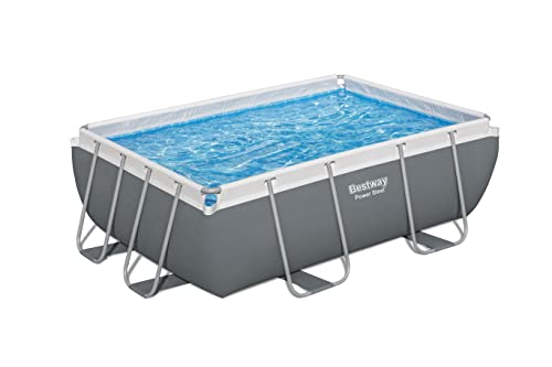 Bestway Power Steel Rectangular Swimming Pool, 3662 Litres, Grey, 2.82 x 1.96 x 84 cm