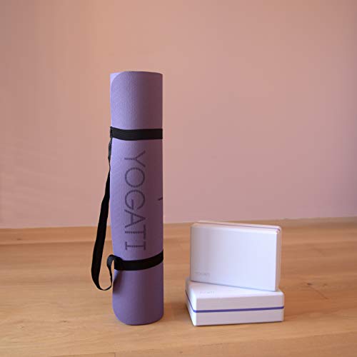 YOGATI Yoga Mat with Alignment Lines. Yoga Mats with carry strap perfect for Pilates and Fitness Workout, Eco Friendly Non Slip Thick Yoga Mats for women and men - Yoga Matt.