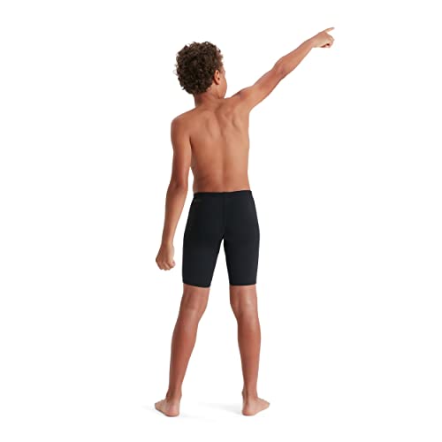 Speedo Boy's ECO Endurance+ Jammer, Comfortable Fit, Adjustable Design, Extra Flexibility, Quick Drying, Black, 9-10 Years