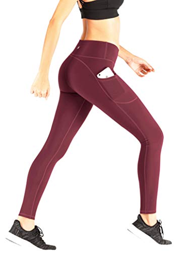 IUGA Yoga Pants with Pockets, Workout Running Leggings with Pockets for Women Wine