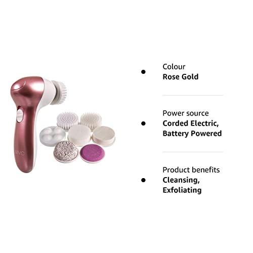 7 IN 1 ELECTRIC FACIAL FACE SONIC SPA CLEANSING BRUSH SKIN BEAUTY CARE CLEANSER WITH POUCH (ROSE GOLD)