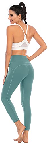 OVRUNS Yoga Pants High Waisted Gym Legging for Women Running Workout Compression Sport Butt Lifting Yoga Ladies Leggings with Pockets - Tidewater Teal - M