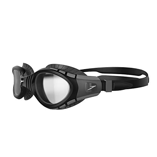 Speedo Adult Unisex Futura Biofuse Flexiseal Swimming Goggles, Extra Comfort, Cushioned Fit, Black and Smoke, One Size