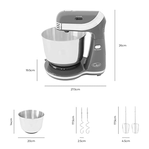 Quest Stand Mixers / 6 Speeds / 3L and 5L Sizes / Stainless Steel Bowl / Accessories Included / Ideal for Baking (3L, Grey)