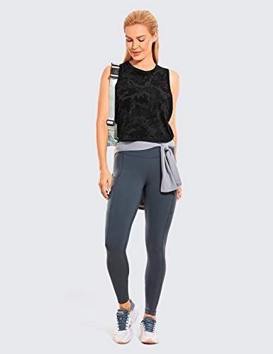 CRZ YOGA Pima Cotton Summer Gym Sleeveless Vest Tops for Women Light Elastic Running Crop Top Loose Crew Neck Yoga Shirt Camo Multi 6 8