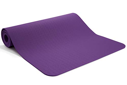 Blue Dove Yoga Non Slip TPE Yoga Mat Eco Friendly 183 cm Long 61 cm Wide 6 mm Thick Pilates Exercise Mat (Purple)