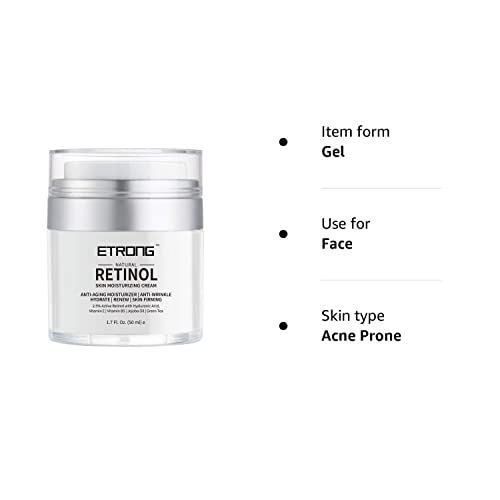 Retinol Moisturizer Cream,ETRONG Anti-aging Wrinkle Night/Day Cream for Face and Eye with 2.5% Retinol,Hyaluronic,Vitamin E and Jojoba Oil (50 ml)