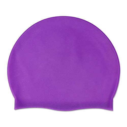 2 pack Adult Unisex Swimming Cap,Swim Cap,Silicone Multicolour Swimming Caps,Plain Moulded Silicone Junior Swimming Caps,swimming cap adult,swimming cap men,women,Waterproof Swim Hat-Pink&Purple