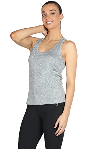 icyzone Workout Running Tank Top for Women - Racerback Yoga Tops Exercise Gym Shirts 3-Pack (XXL, Black/Granite/Orange)