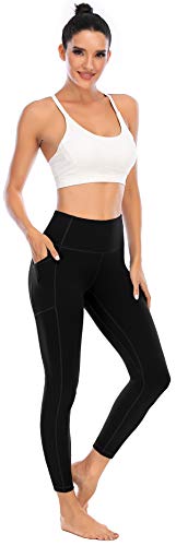 OVRUNS Yoga Pants High Waisted Gym Legging for Women Running Workout Compression Sport Butt Lifting Yoga Ladies Leggings with Pockets - Black - M